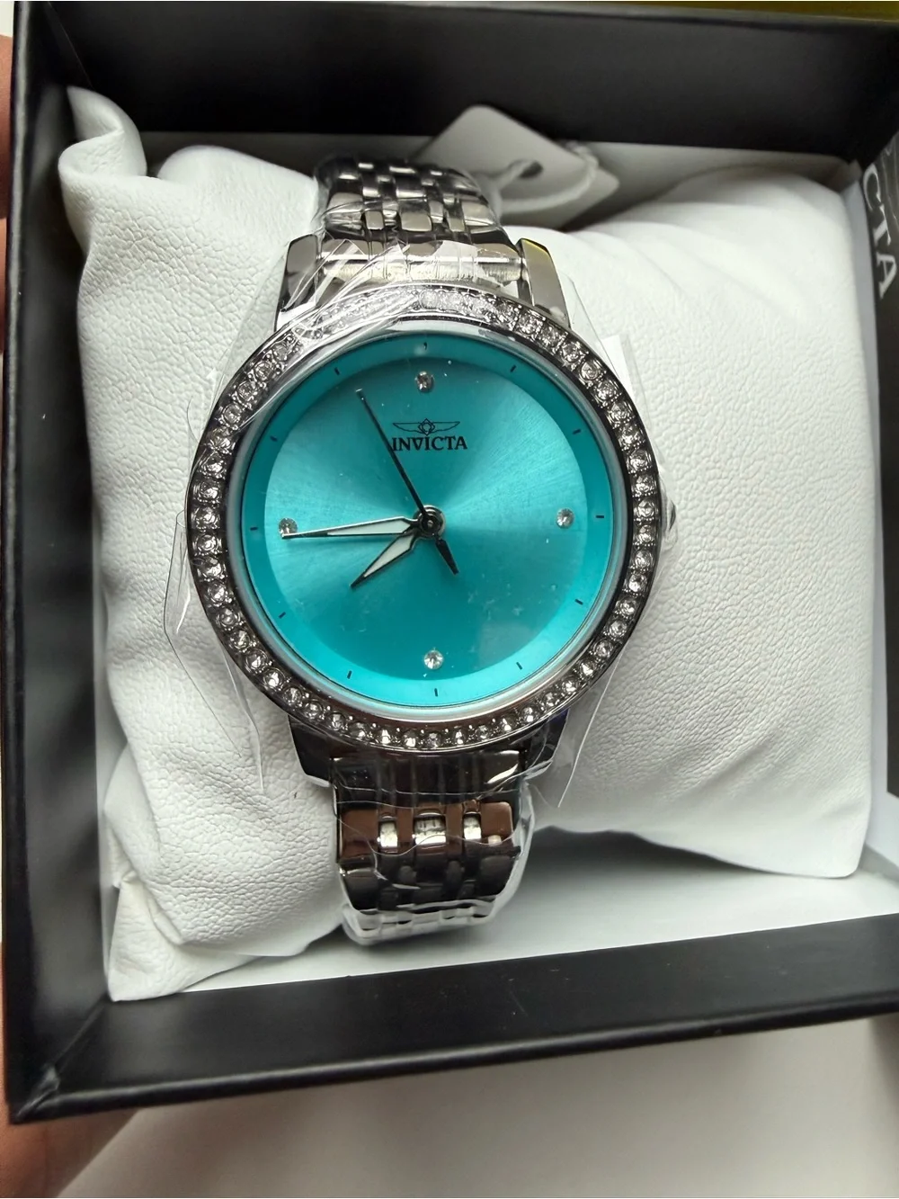 Invicta Women's Silver Quartz Bracelet 31mm  Celestial Watch with Turquoise Face
